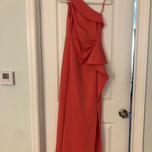 NWOT Eliza J One-Shoulder Coral Dress